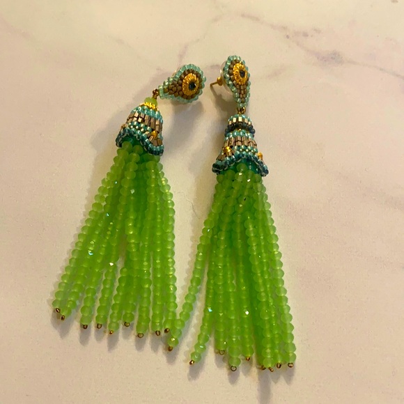 Calypso St. Barth Jewelry - Stunning Light Green Tassel Earrings